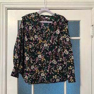 Old Navy Floral Ruffle Shoulder Button Down Top